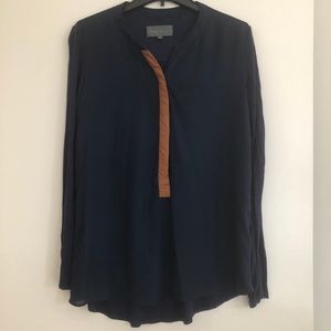 sunday in brooklyn sheer/knit blue blouse